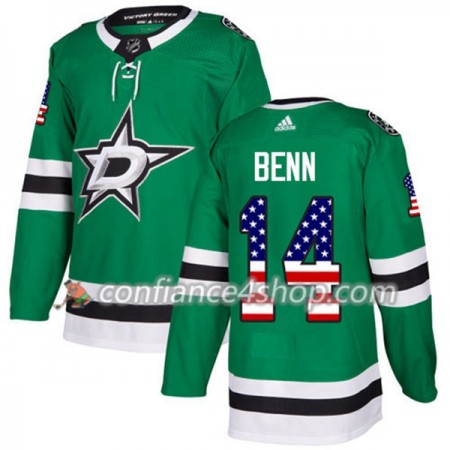 Adidas Maillot de Hockey Dallas Stars Jamie Benn 14 2017-2018 Kelly Vert USA Flag Fashion Authentic - Homme
